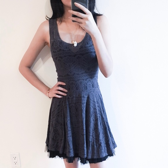 MOVING SALE free people grey lace dress - Picture 2 of 5